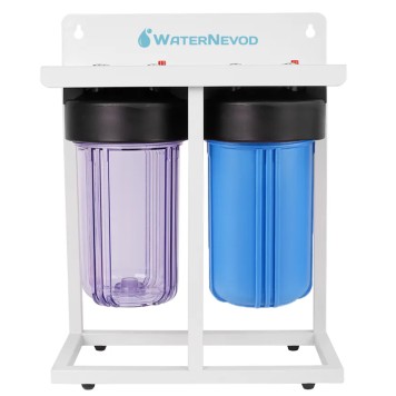 2-ступенчатый фильтр для воды для всего дома WN 10BB, прозрачный, с картриджами, 1"