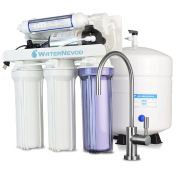 Система фильтрации питьевой воды с обратным осмосом WN RO-75P, насос, бак 12 литров, кран чистой воды, 14 л/час